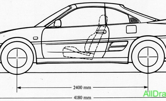 Toyota MR2 (1990) (Тоёта МР2 (1990)) - чертежи (рисунки) автомобиля